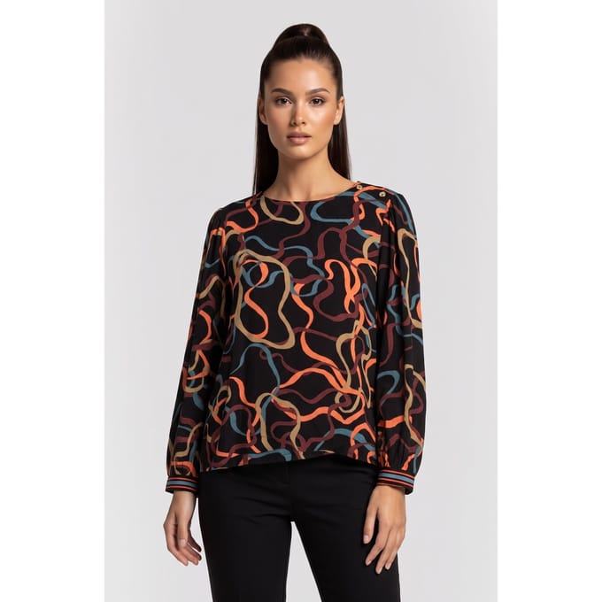 White Stuff Angie Top Black Multi Taglia: 22 | Maglie a manica lunga Outlet | Donna | Nero