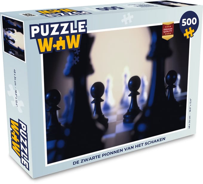 Puzzel De zwarte pionnen van het schaken - Legpuzzel - Puzzel 500 stukjes