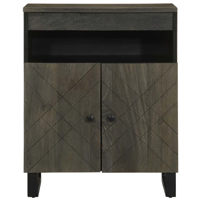 vidaXL - Dressoir - 60x33x75 - cm - massief - mangohout - zwart