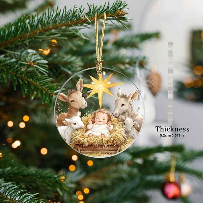 VANDAAG VERZONDEN - 2 Stuks - Kerst - Hanger - Kerstbal - Kerststal Bethlehem - Jezus