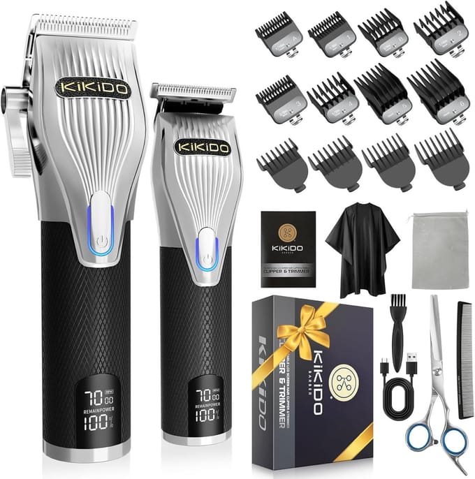 Haartrimmer Set - Kapper Trimmer - Thuis Knippen - LCD Display - T-Blade - Zilver