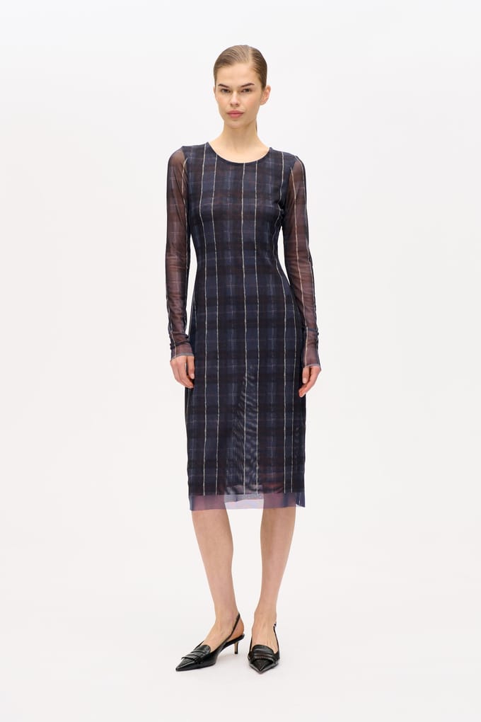Baum und Pferdgarten Jolandi Dress Navy Check Größe: L | Midikleider Outlet | Damen | Blau