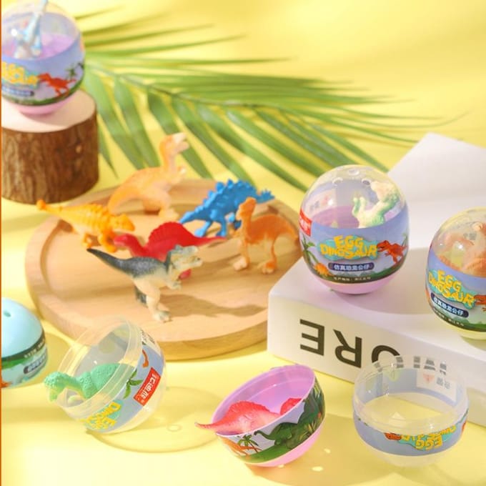 Enfants 10 Pièces Mini Modèle de Dinosaure Simulée Oeuf Capsule Surprise Jouets Cadeaux d'Anniversaire Mignons pour 2-4 Ans white