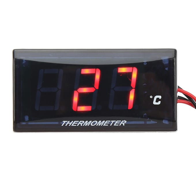 Digitale watertemperatuurmeter voor motorfietsen, ultradun DC 12V LCD met 22 mm sensoradapter voor de meeste rood