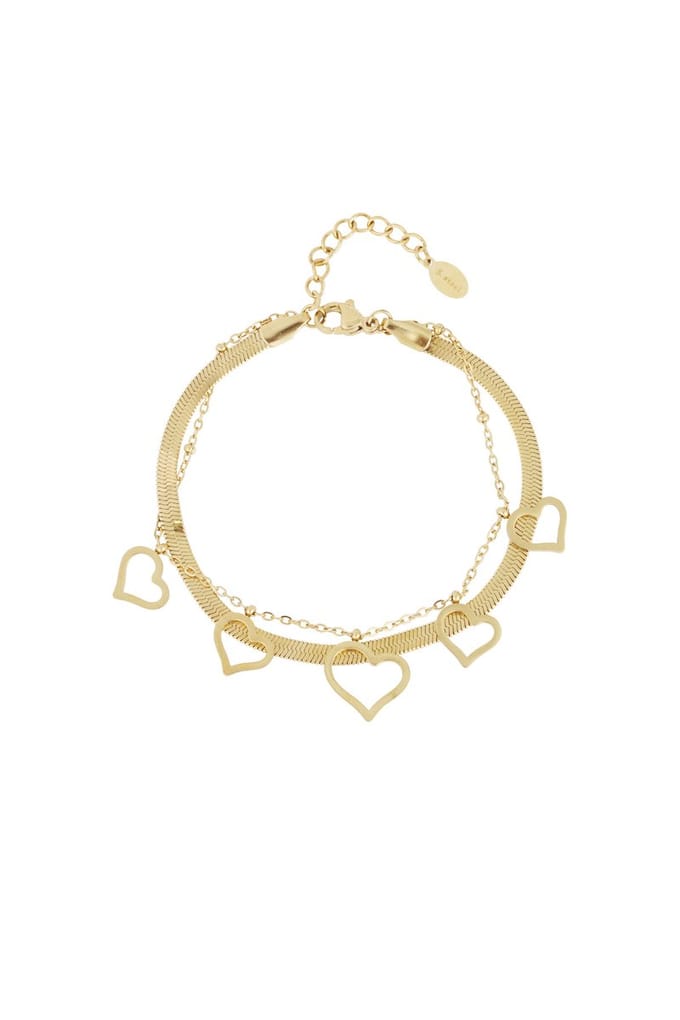 YWG - Chunky heart armband - Goud