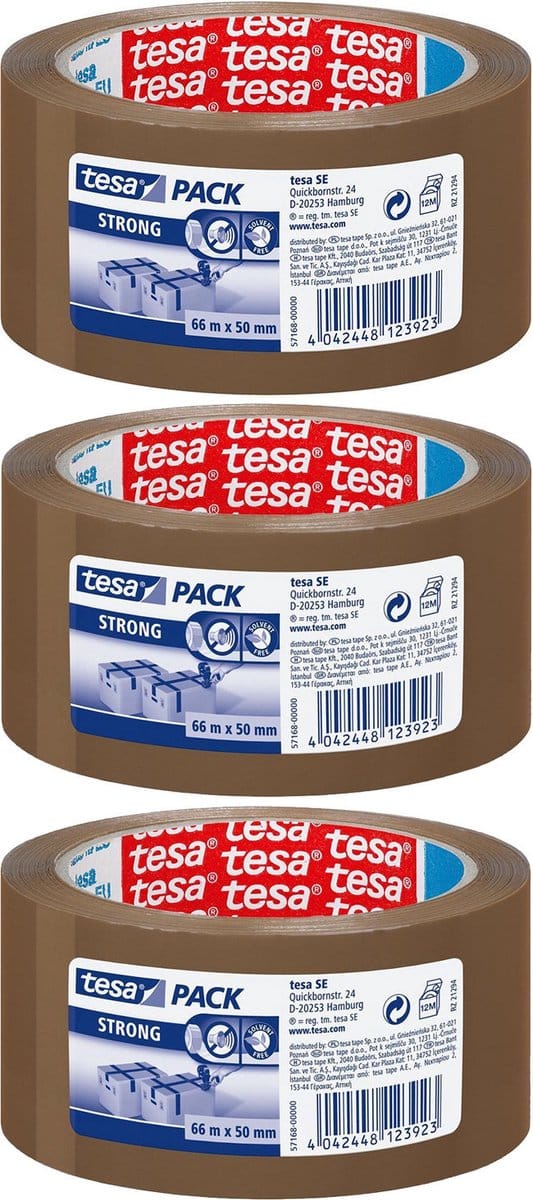 Tesa Verpakkingstape - 4x - bruin - sterk - 66 m x 50 mm