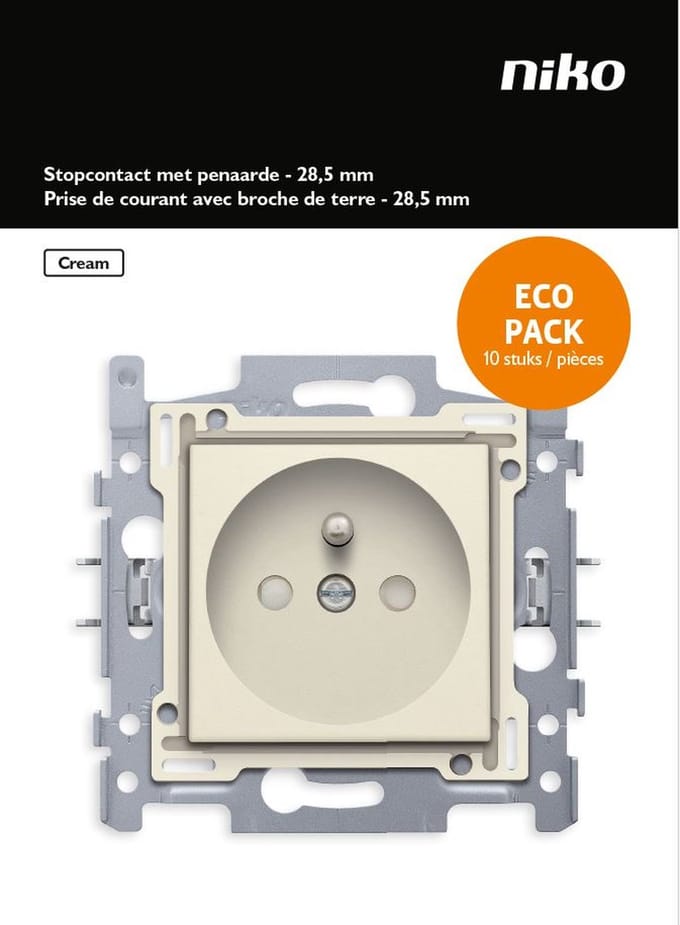 NIKO Original Cream inbouw stopcontact - penaarde -  enkelvoudig - 10 stuks