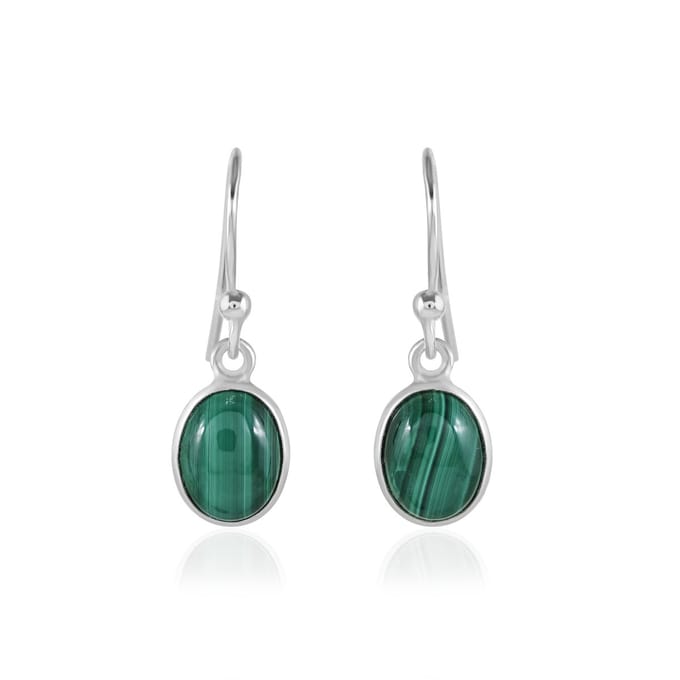 SilverGems Zilveren oorhangers met Malachiet edelstenen