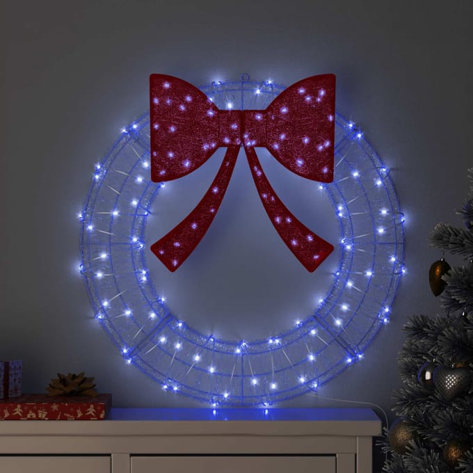 vidaXL Krans 60 LED's Blauw 76 x 76 x 8,5 cm Acryl