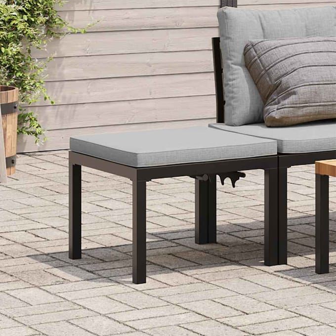 vidaXL - Tuinkruk - met - kussen - gepoedercoat - staal - zwart
