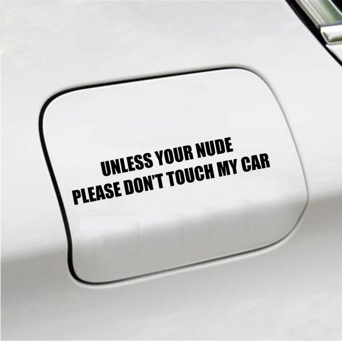 Bumpersticker - Unless Your Nude - 3,5 X 18,5 - Zwart