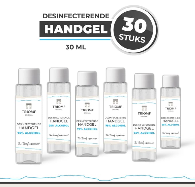 Handgel 75% - 30 ML - Pocket size - 30 stuks - Triomf Cosmetica | Desinfecterende Hand gel