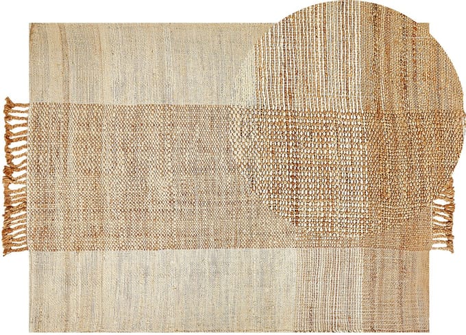 HAMZALAR - Modern vloerkleed - Lichtbeige - 140 x 200 cm - Jute