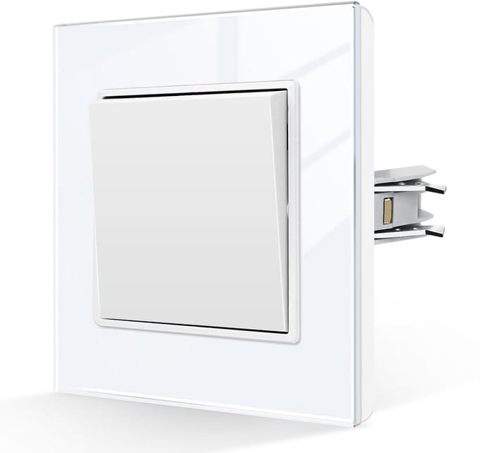 Inbouw lichtschakelaar zwart glas 1-voudig wisselschakelaar