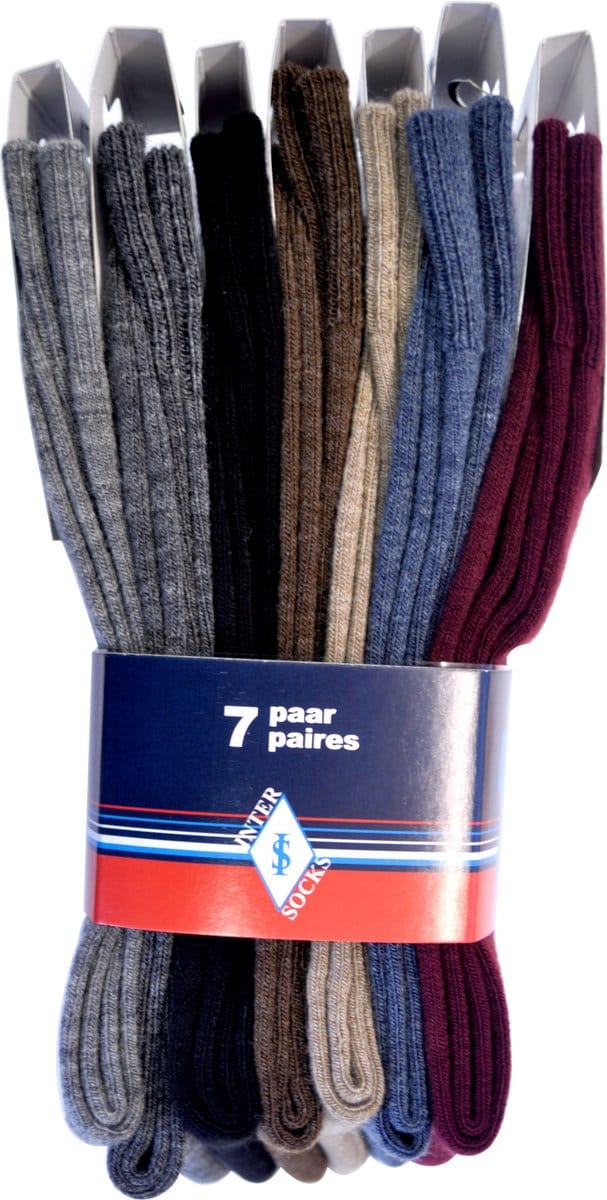 Heren Wollen Kousen - 60% Wol- 7-PACK- 39/42- Assortiment kleuren