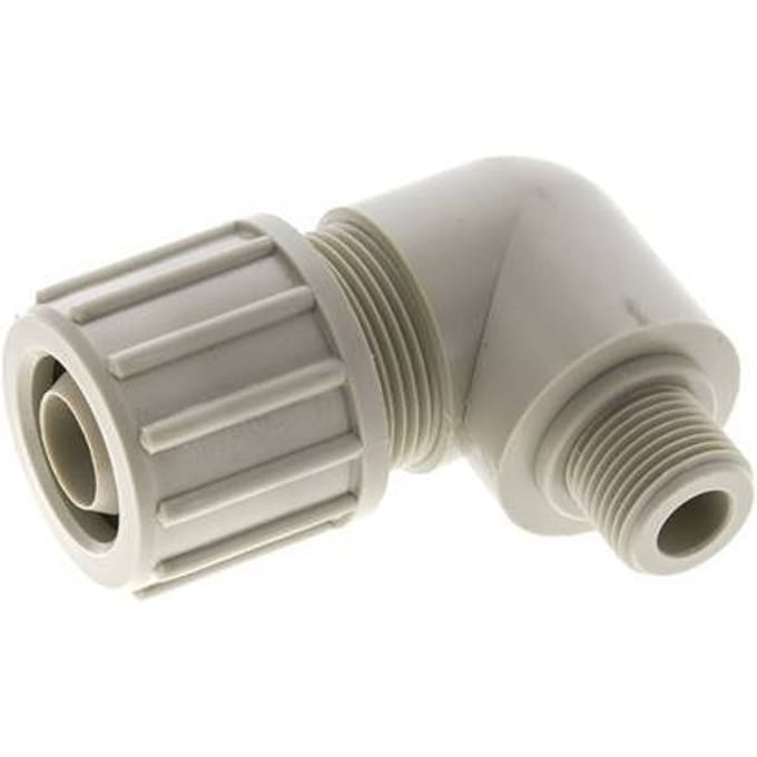 20x13mm & G3/8'' PP L-Vorm Knelfitting Buitendraad 10bar Kunststof en Polyamide