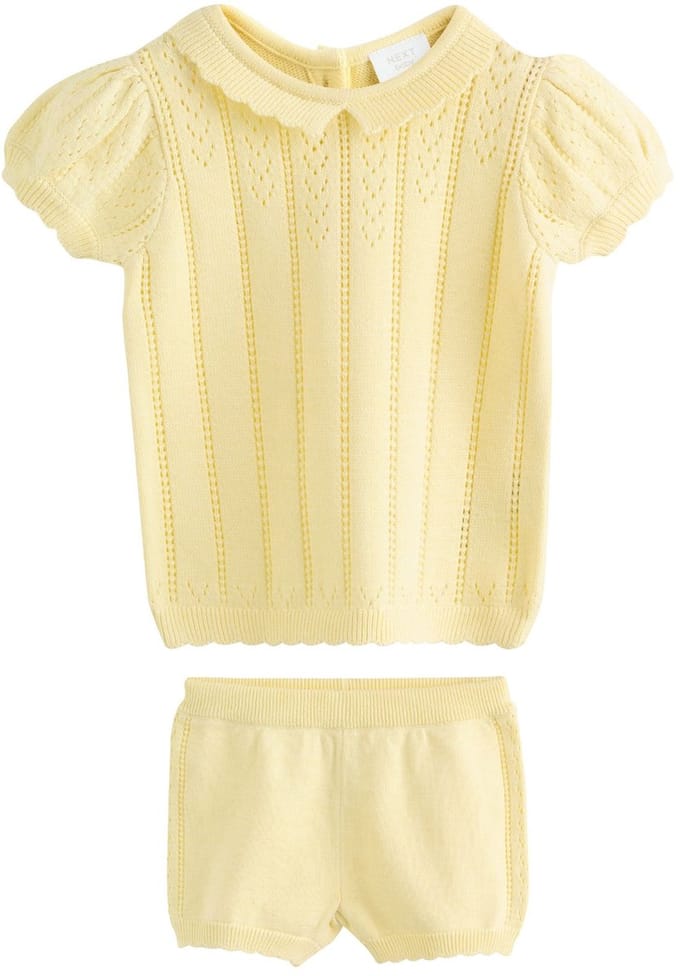 Next - Meisjes - 2-delige set voor baby's van gebreide top en short - Geel