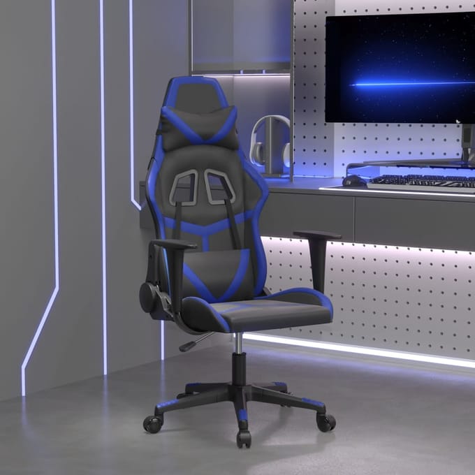vidaXL - Gamestoel - kunstleer - zwart - en - blauw