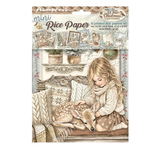 Stamperia Motief strozijde assortiment "White Christmas", DIN A6, set van 8