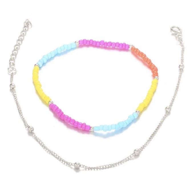 Jomide Enkelbandje Colours & Silver - 2 stuks