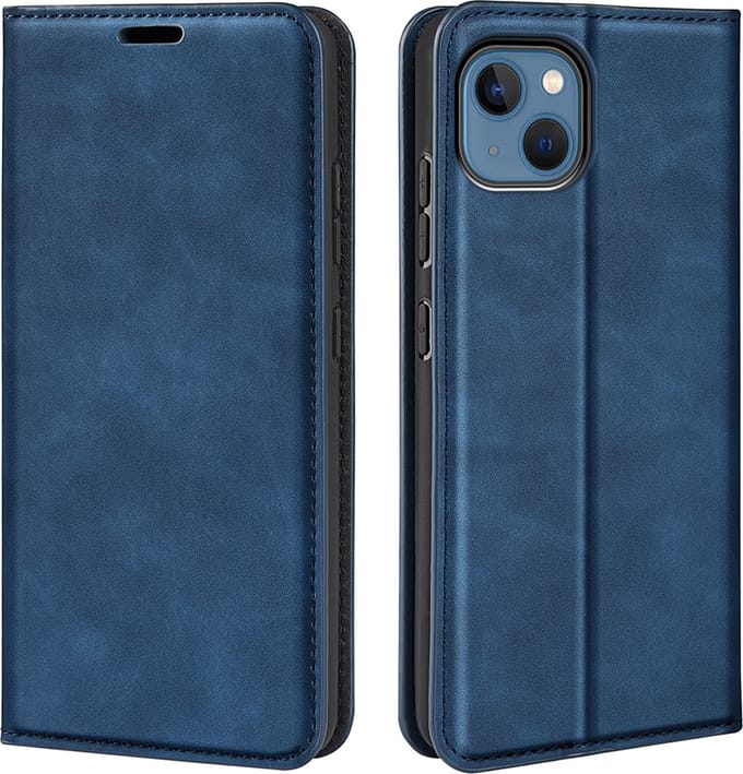 MobyDefend Hoesje - Geschikt voor iPhone 14 - Luxe Wallet Bookcase (Magnetische Sluiting) - Blauw