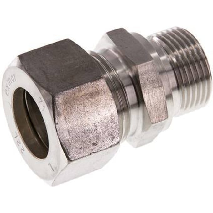 G 3/4'' Buitendraad x 22L RVS Rechte Knelfitting 160 Bar DIN 2353 - FL2S-MO-ST-034G-22-L