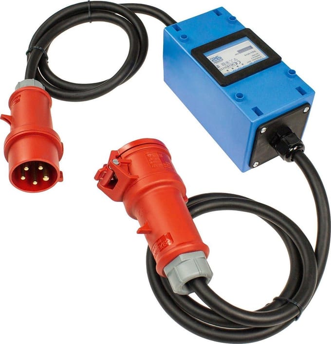 Stroommeter Tussenstekker - Elektriciteitsmeter MID - EEG-heffing Verminderen - Terugloopblokkering - 32A 5-polig 400V - Zwart