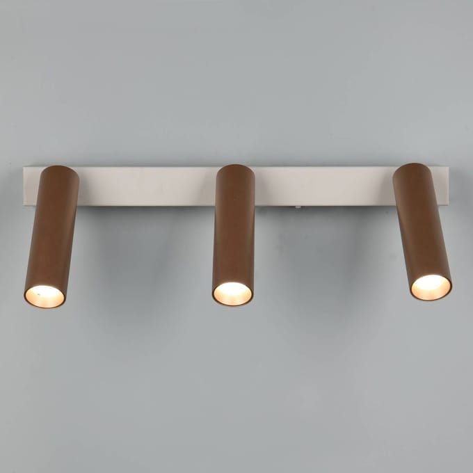 Trio Lighting LED plafondspot Ambala. Lengte 44 cm, grijs/bruin, 3-lamps.
