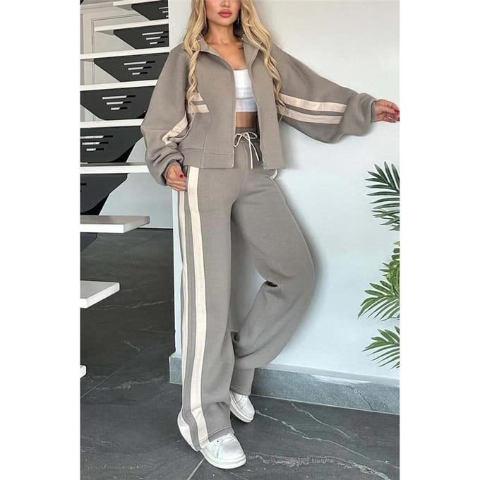Y2K Gestreept Rits Top Jas Casual Sportpak Voor Vrouwen XL
