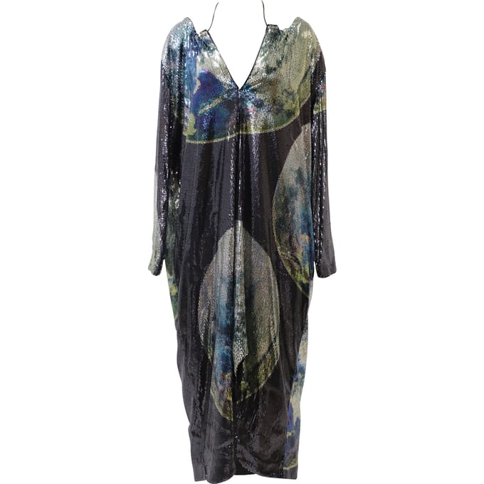 Ganni Maxi-jurk van mesh met pailletten in veelkleurige polyester