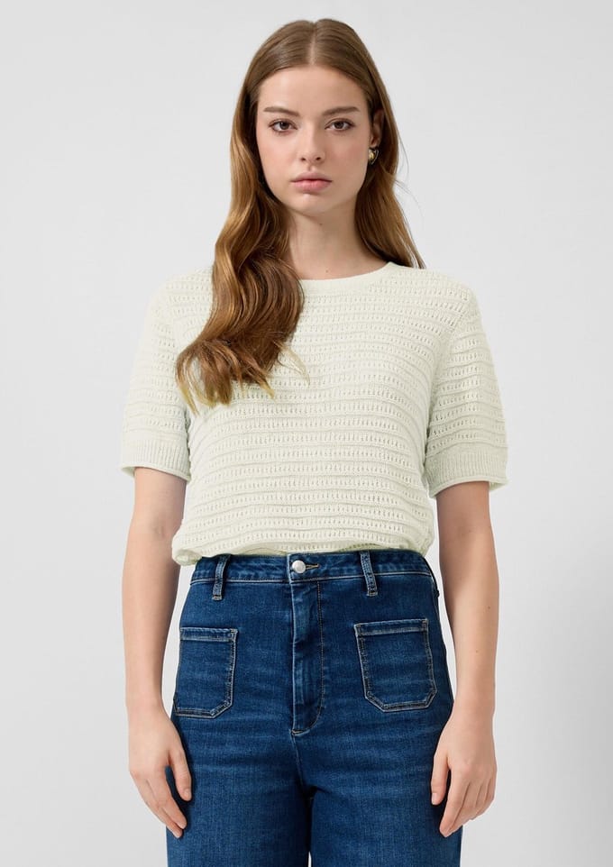 Trui Gebreid Korte Mouwen Gestructureerd Motief Dames QS Regular Fit