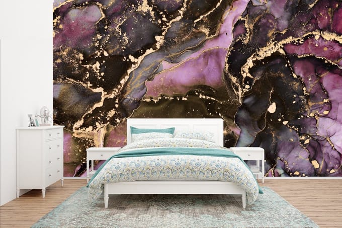 Behang - Fotobehang Marmer - Gold - Steen - Abstract - Breedte 400 cm x hoogte 240 cm
