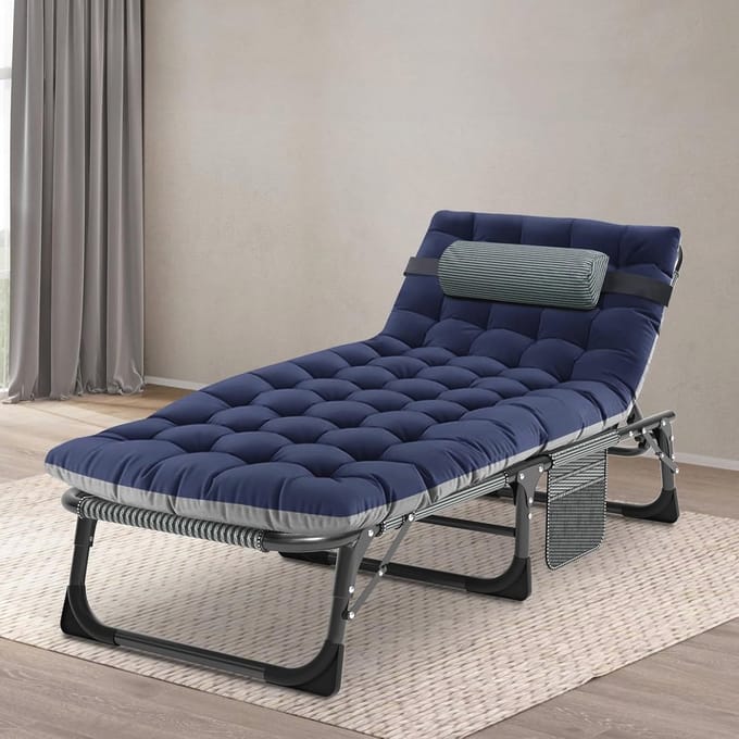 Opklapbed eenpersoons met matras - Compact en ruimtebesparend opvouwbaar campingbed 190 x 68 cm