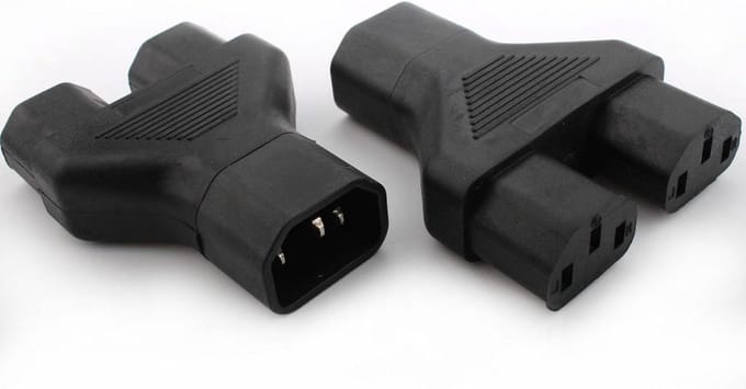 Stekker naar dual bus Y splitter voor computer, projector, printer - Zwart - Veilig en betrouwbaar