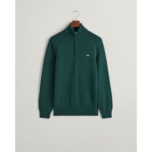 Gant Trui Casual Cotton Half Zip Rib Endings Groen / male