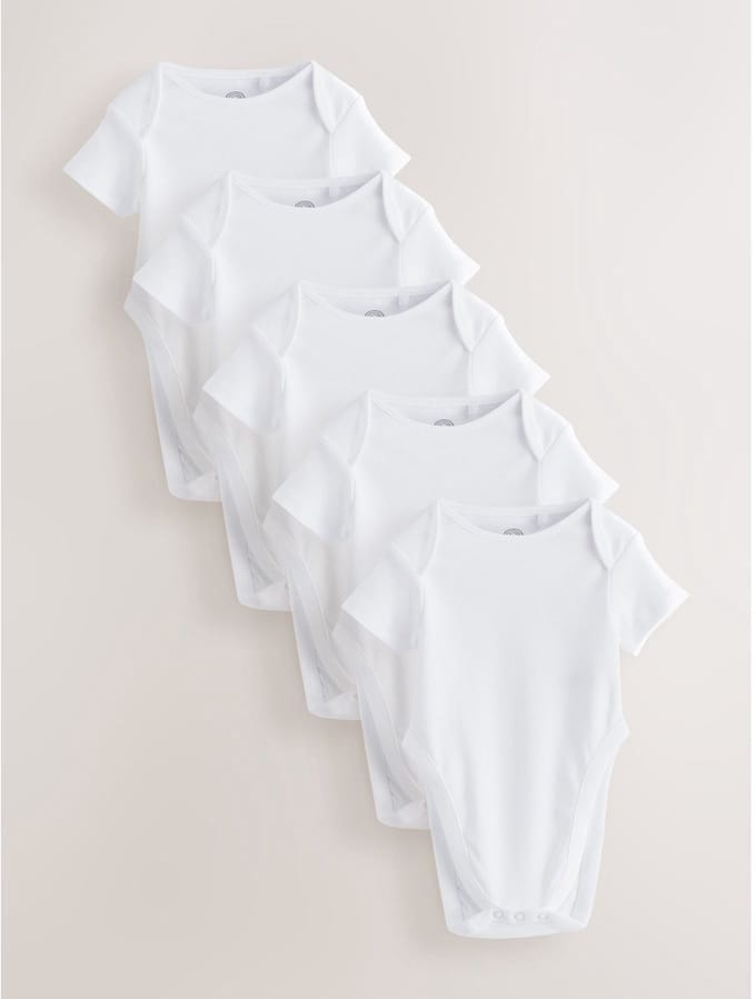 Next - Pasgeboren unisex - 5 Heupdysplasierompertjes met korte mouwen - Wit