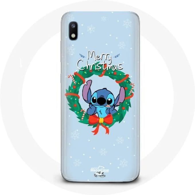 Coque pour Samsung Galaxy A10 Stitch neige joyeux Noël bleu
