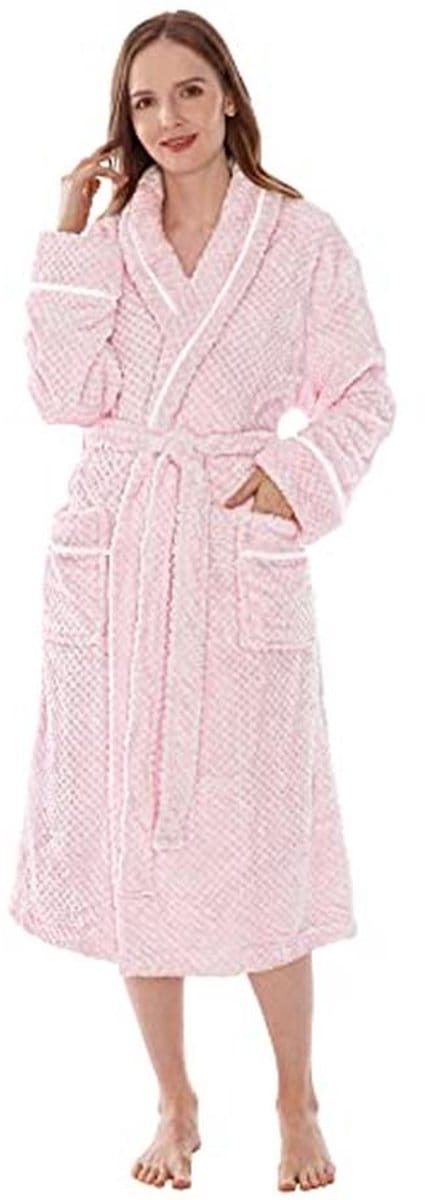 PAVILIA Ladies Plush Fleece Robe, Soft Textured Bathrobe, Lady Cozy Spa Long Robe