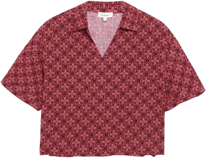 Vrouwelijke V-hals Fluïde Viscose Blouse met Volledige Print s.Oliver
