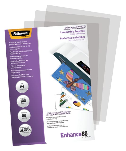 Fellowes lamineerhoezen Enhance A4 - glanzend - 80 micron - 100 stuks