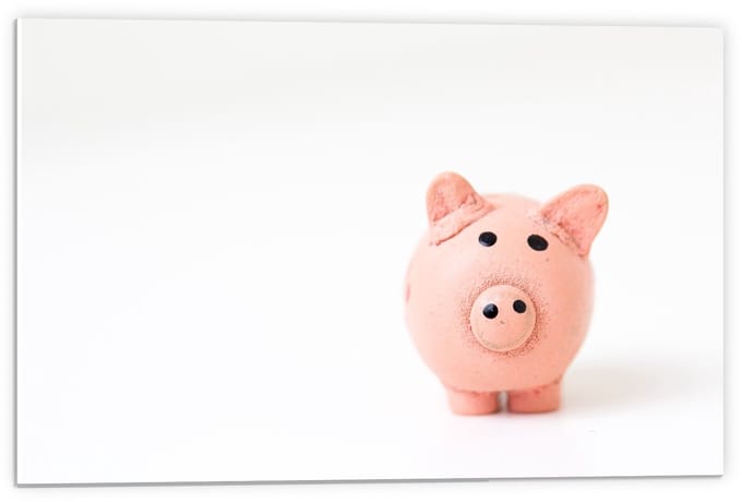 Forex - Beeldje van Roze Varkentje  - 60x40cm Foto op Forex