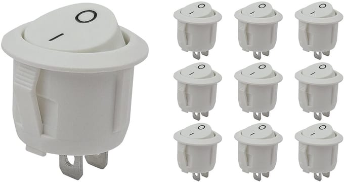 ProRide Wipschakelaar ON/OFF KCD2-202 - 2-pins - Rond ?20mm - 250V/6A - Wit - 10 stuks