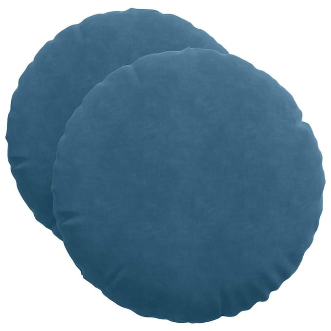 vidaXL - Zitkussens - 2 - st - Fluweel - Blauw - Ø50 - x - 19 - cm