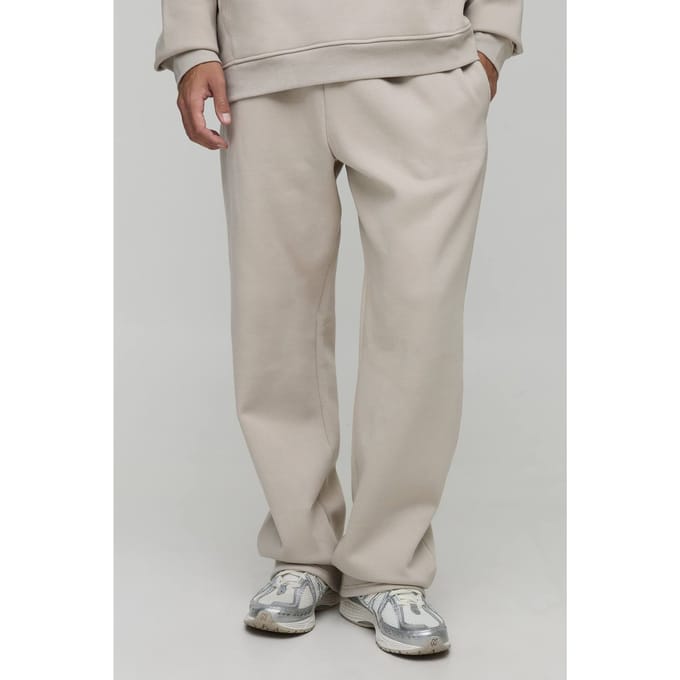 Lange Basic Jogger met rechte pijpen | Stone | Size Medium