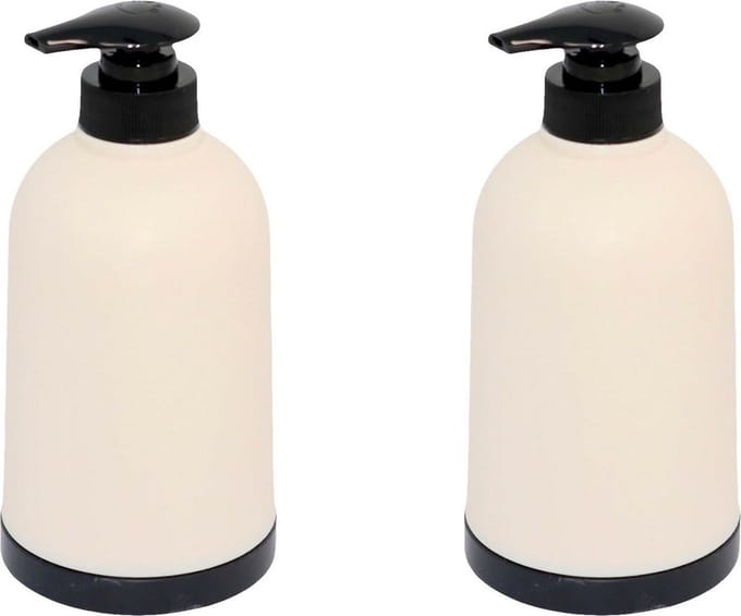Concorde - Zeeppompje/zeepdispenser - 2x stuks - kunststof beige/zwart 8 x 15 cm