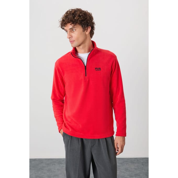 Heren Pluche Half-Zip Sweatshirt