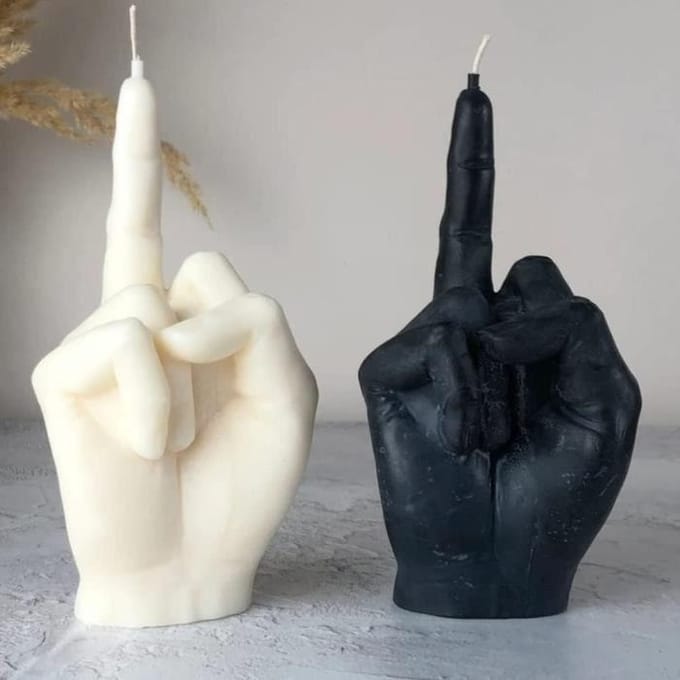 Bougie Parfumée - Middle Finger Candle - Cire de Soja - Parfum Subtil - Design Contemporain blanc