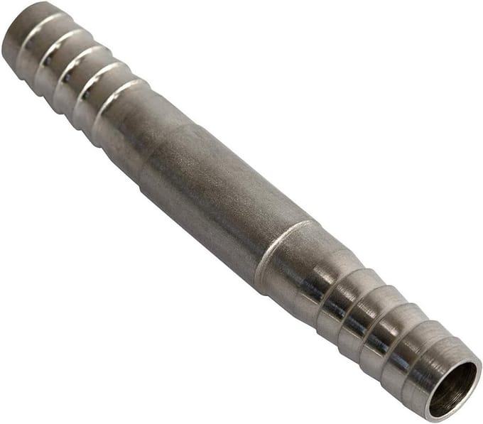 1/4" naar 1/4" RVS Barb Splicer Adapter Connector - Duurzaam, Geschikt voor Slangen en Aansluitingen