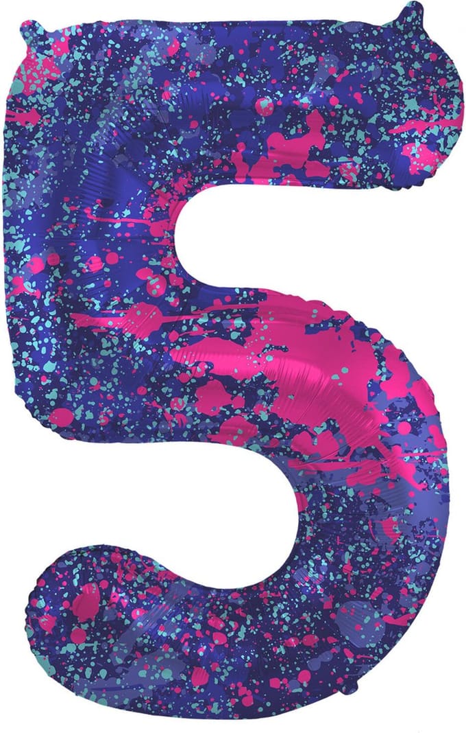 Folat - Folieballon Cijfer 5 Paint Splash - 86 cm