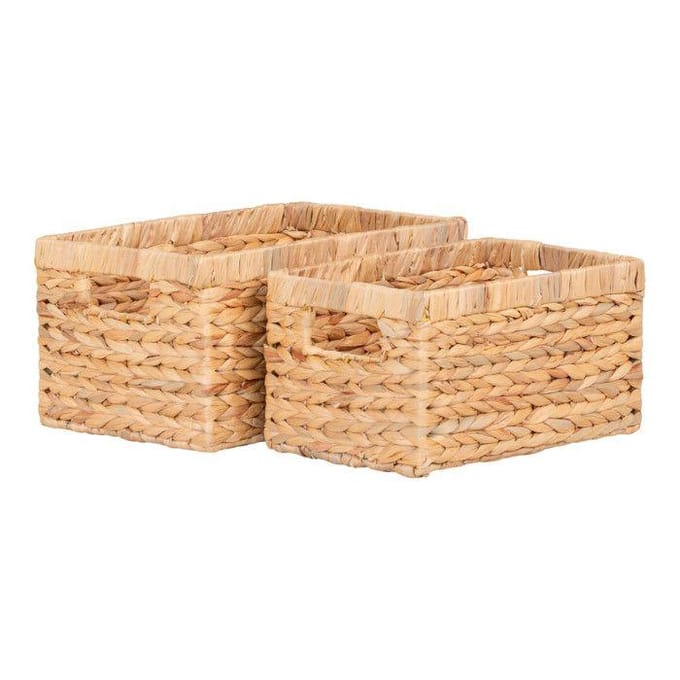 Passo Baskets - Rechthoekige manden in waterhyacint, set van 2